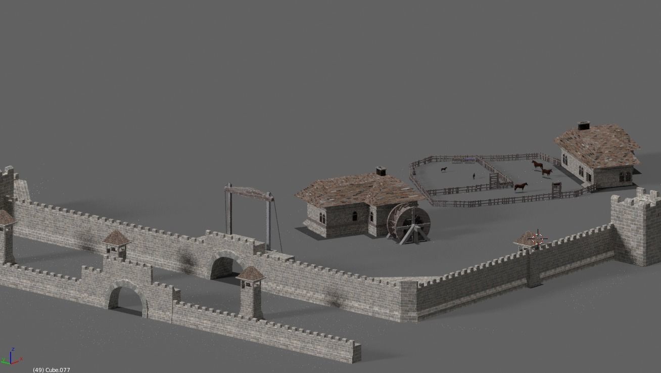 Game Ready Castle gate Low-poly 3D model_16