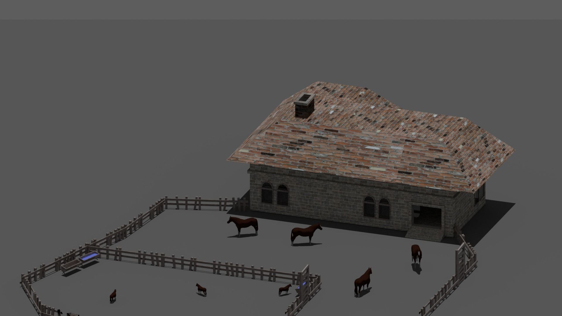 Game Ready Castle gate Low-poly 3D model_7