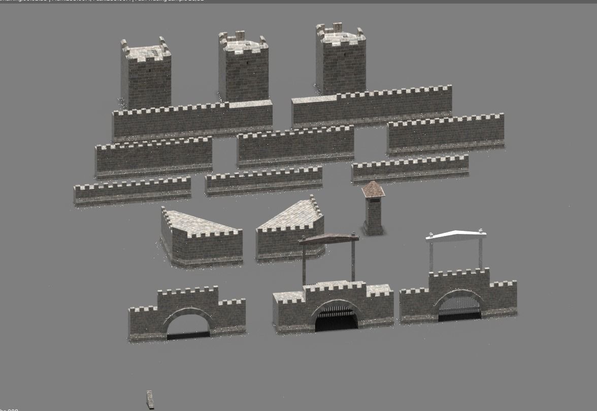 Game Ready Castle gate Low-poly 3D model_17