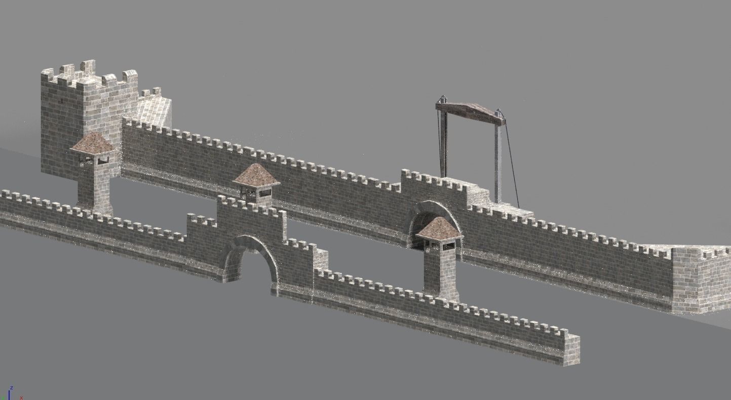Game Ready Castle gate Low-poly 3D model_14