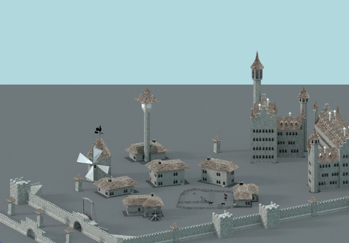 Game Ready Castle gate Low-poly 3D model_3