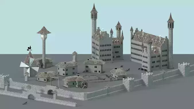 Game Ready Castle gate Low-poly 3D model