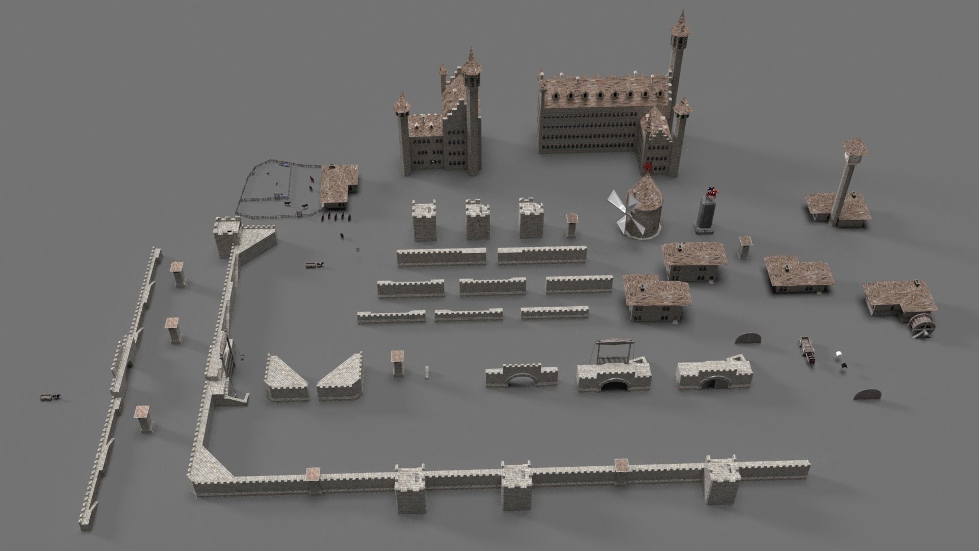 Game Ready Castle gate Low-poly 3D model_1