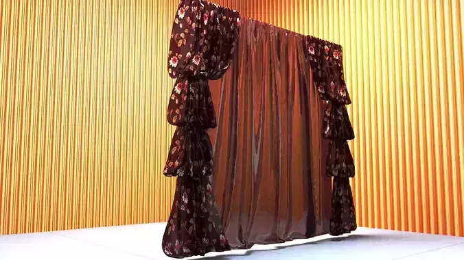 Curtain with orange walls