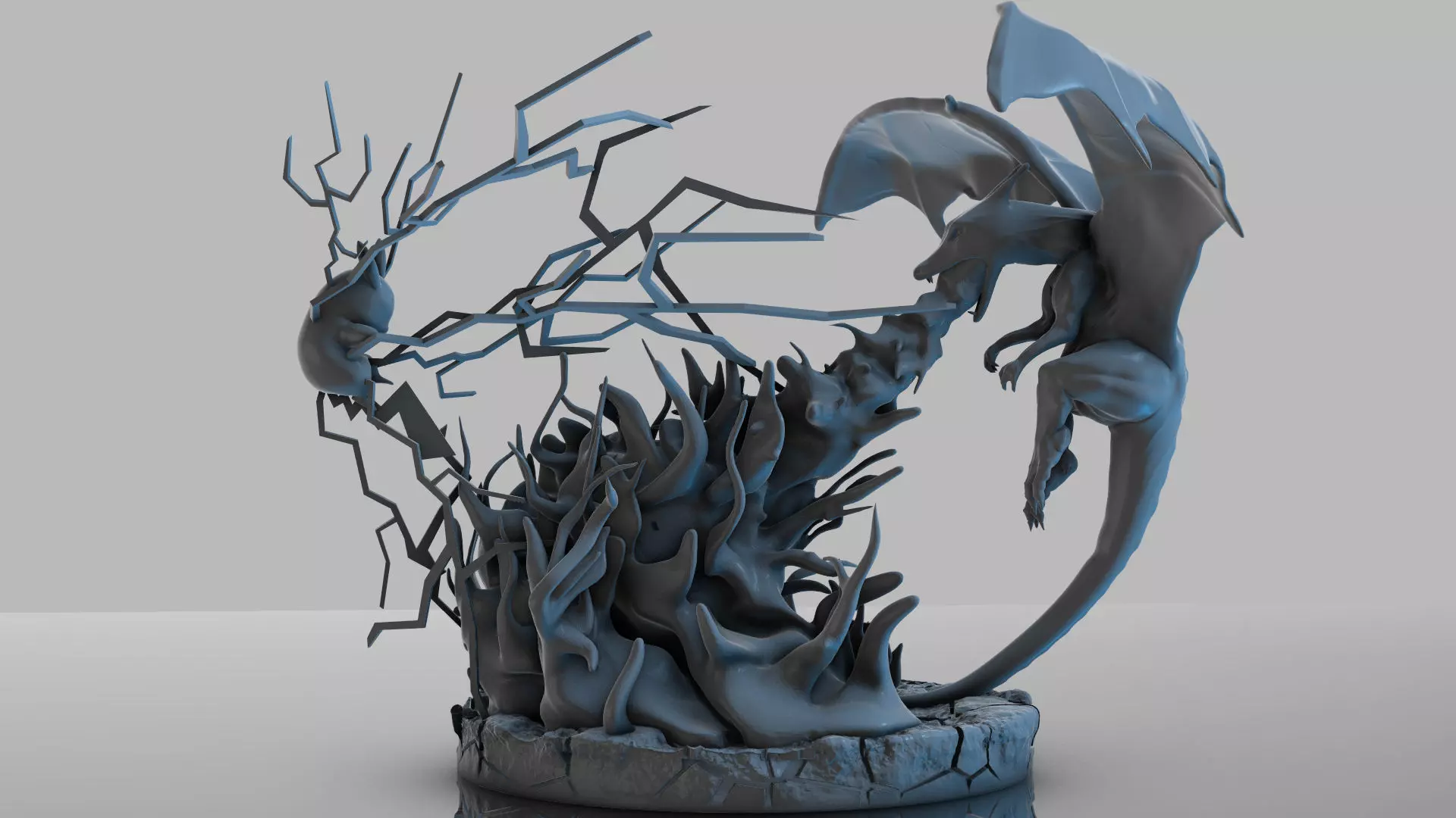 Pokemon Charizard Vs Pikachu Fire And Thunder Battle 3D print model_0