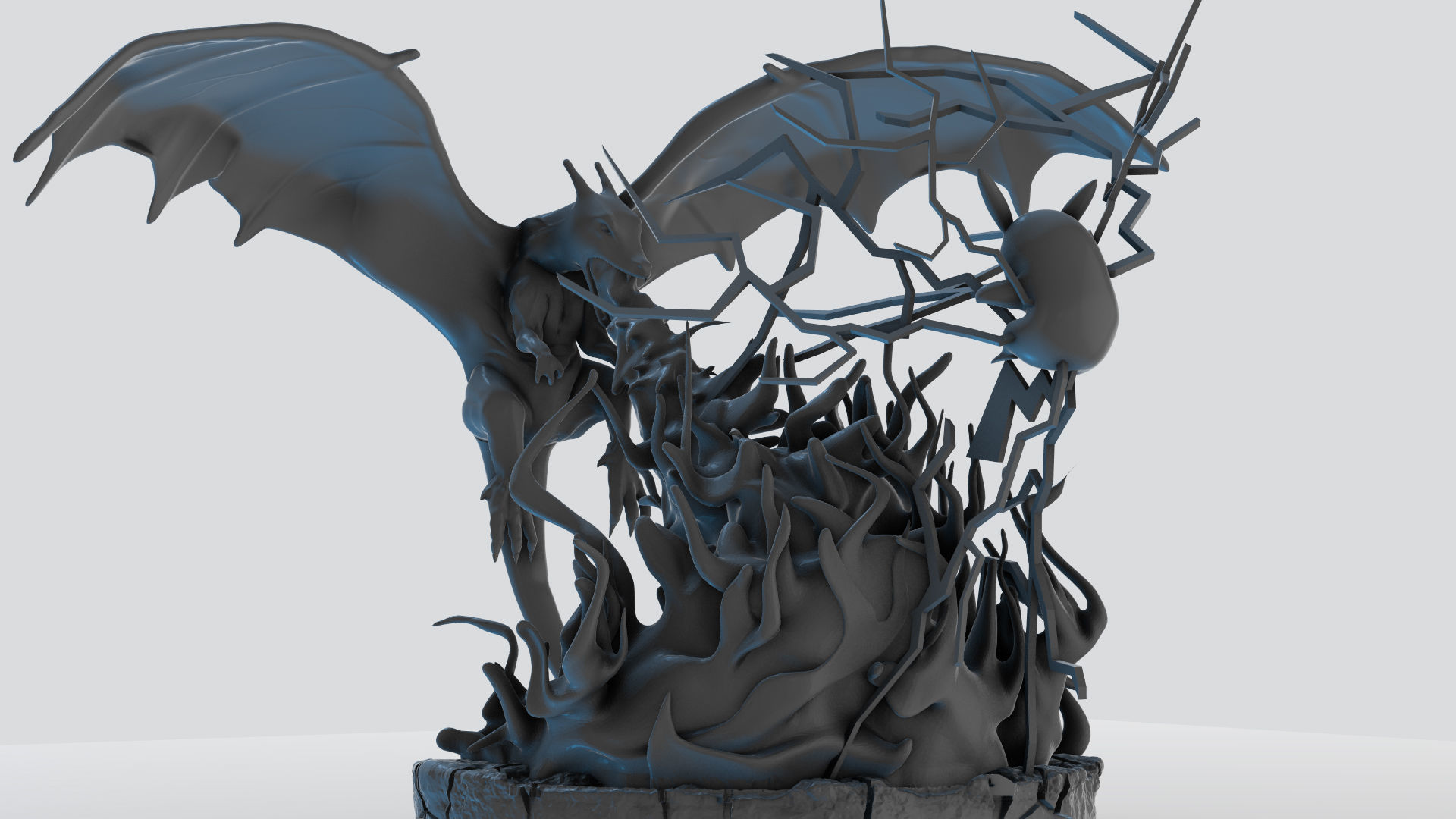 Pokemon Charizard Vs Pikachu Fire And Thunder Battle 3D print model_10