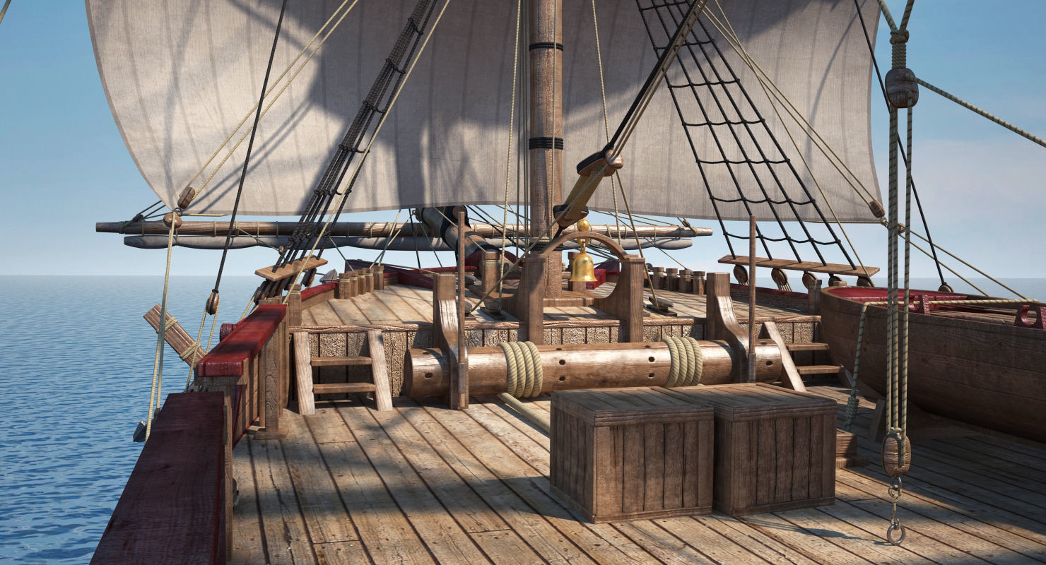 Dutch Galiot With Sails 3D model_14