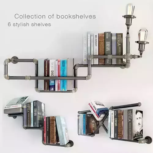 Collection bookshelves industrial pipe bookcase