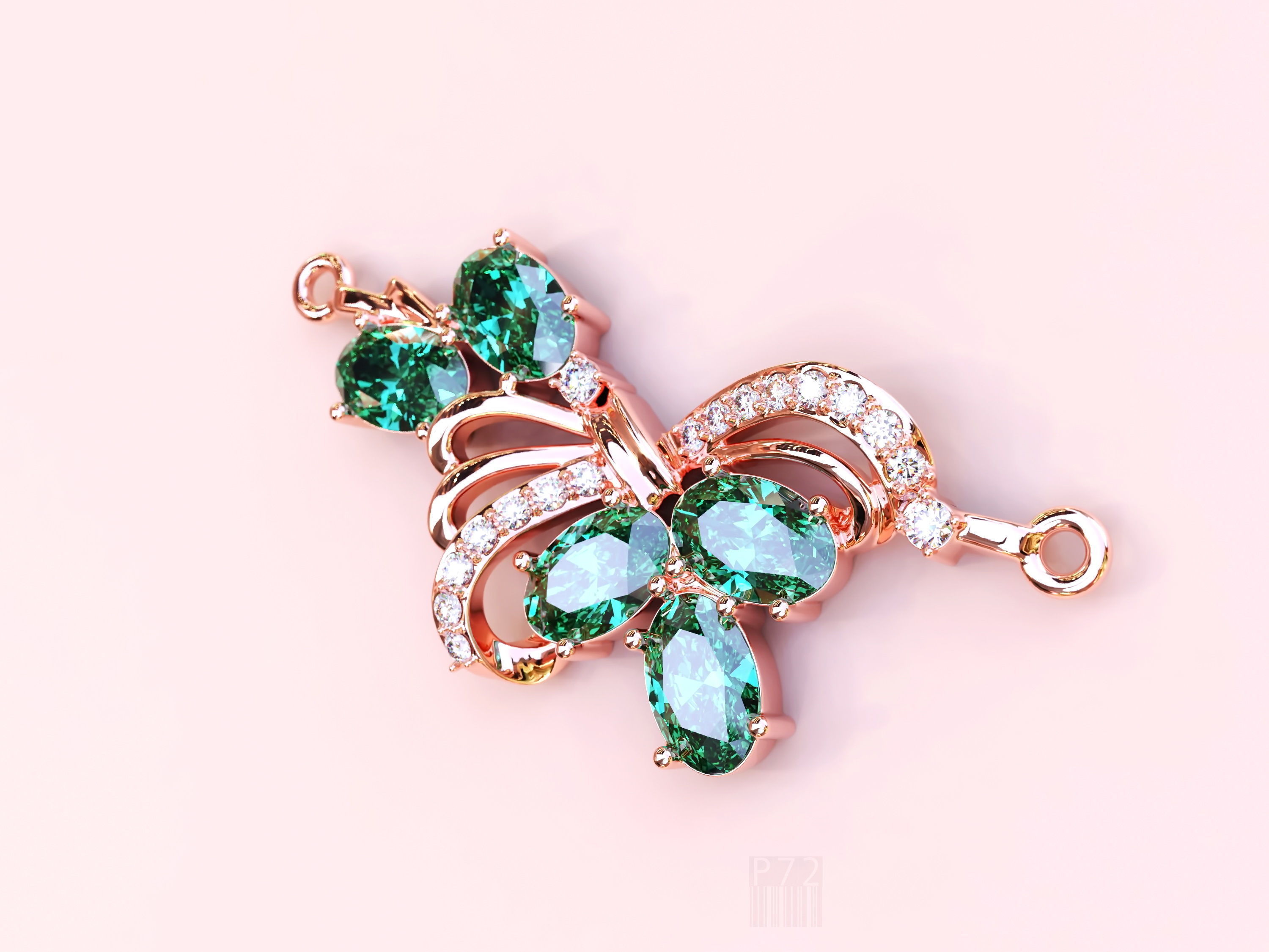 gold pendant with oval stones 3D print model_0