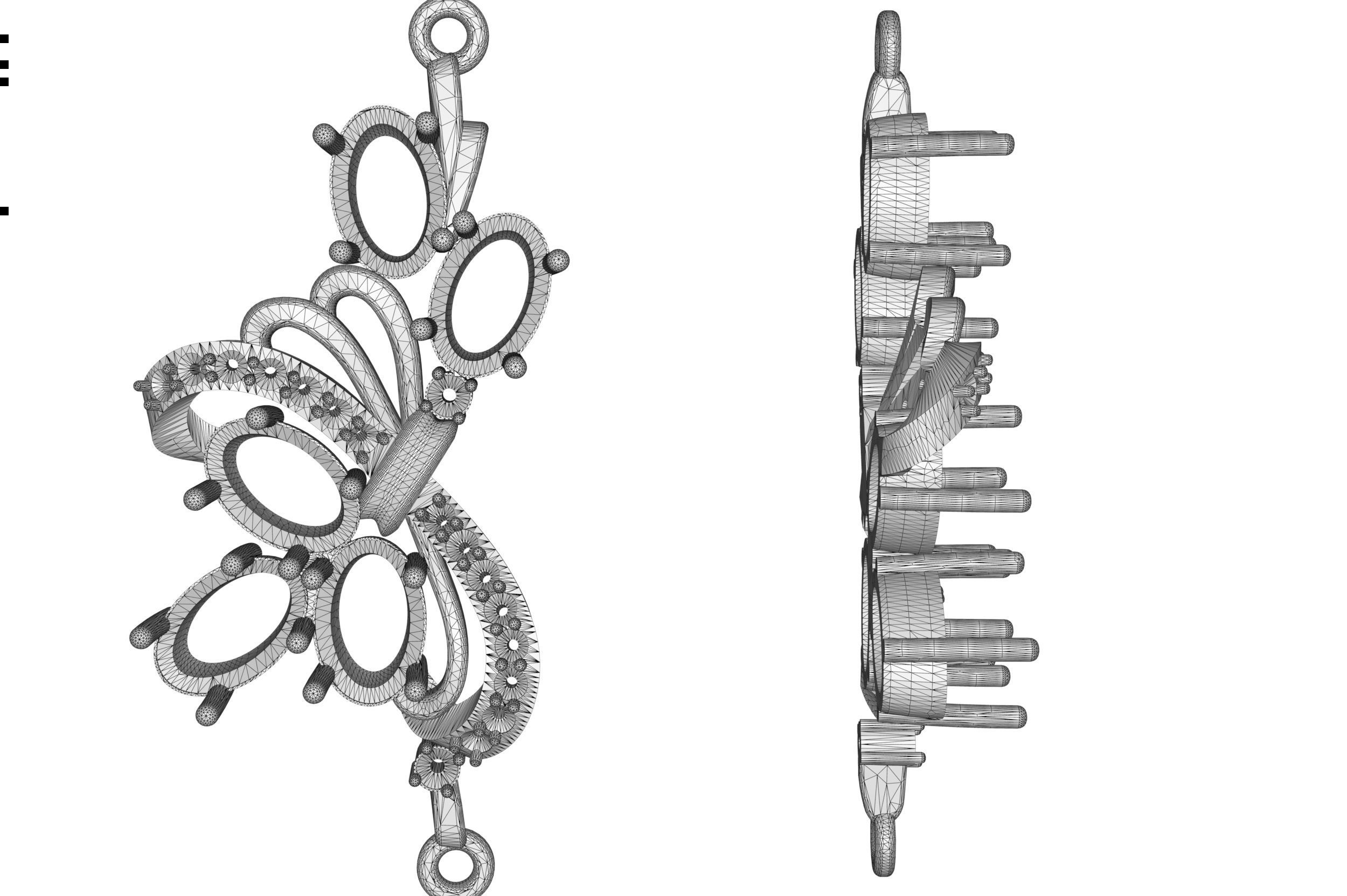 gold pendant with oval stones 3D print model_3