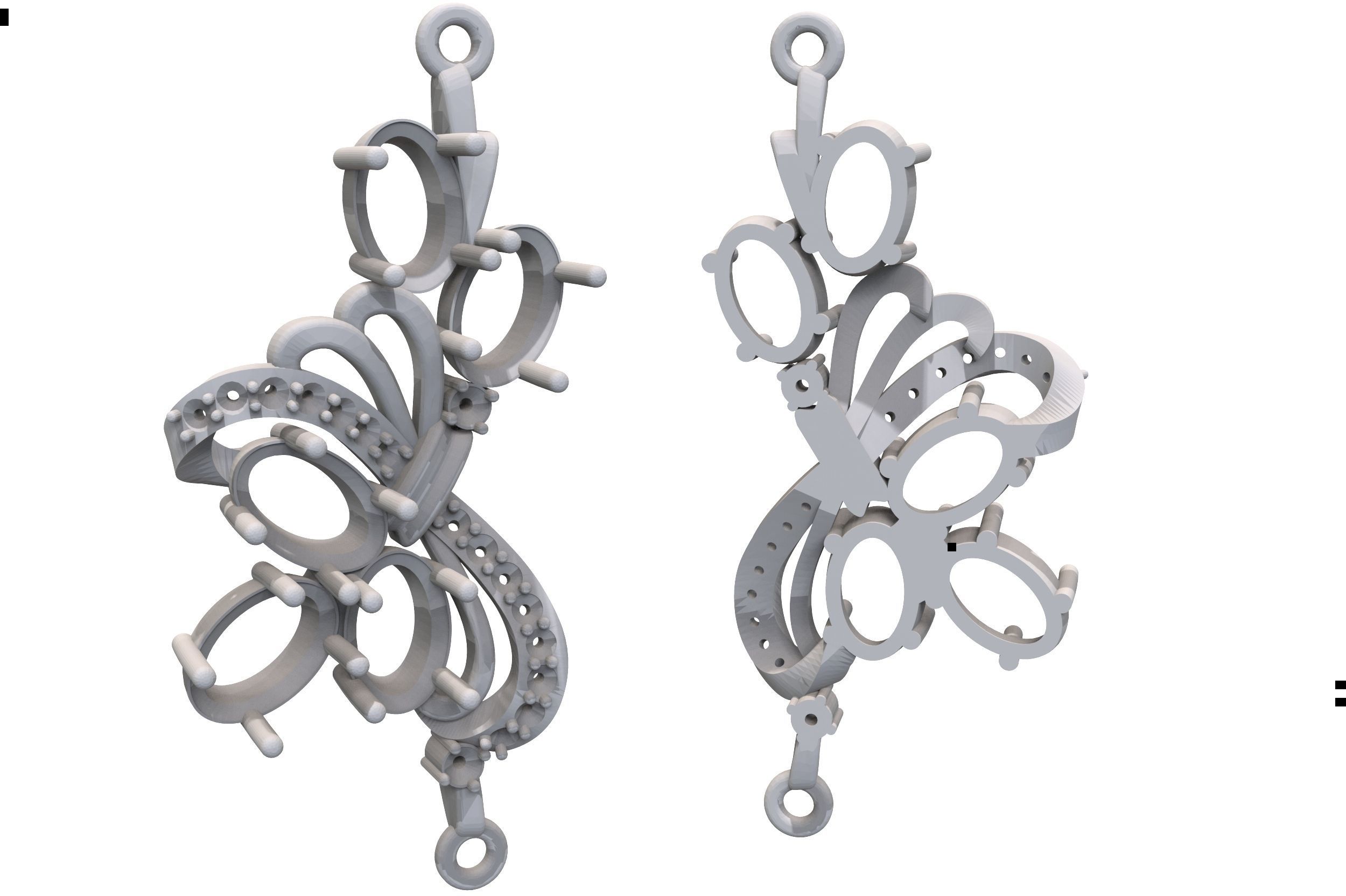 gold pendant with oval stones 3D print model_1