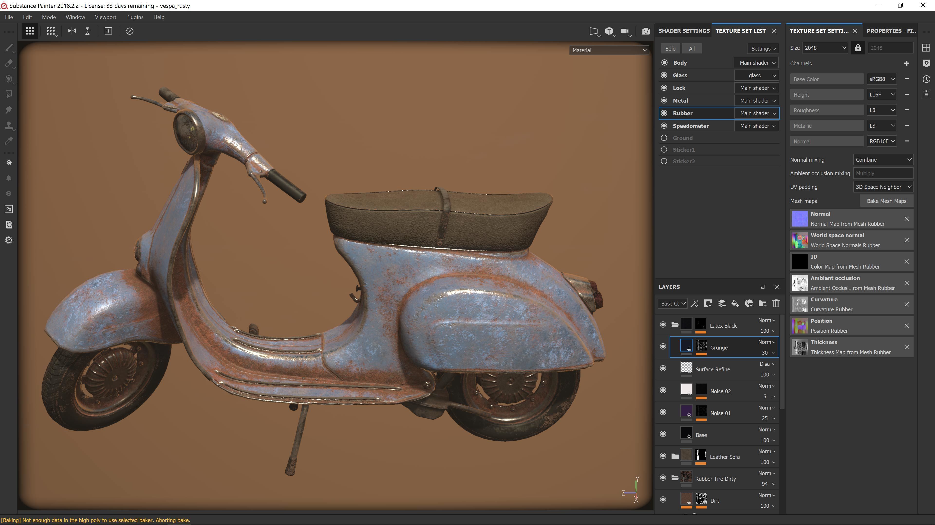 Vespa 50s rusty Low Poly Low-poly 3D model_14