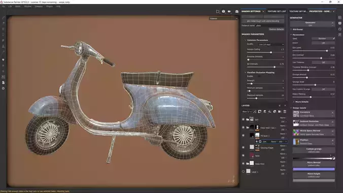 Vespa 50s rusty Low Poly Low-poly 3D model