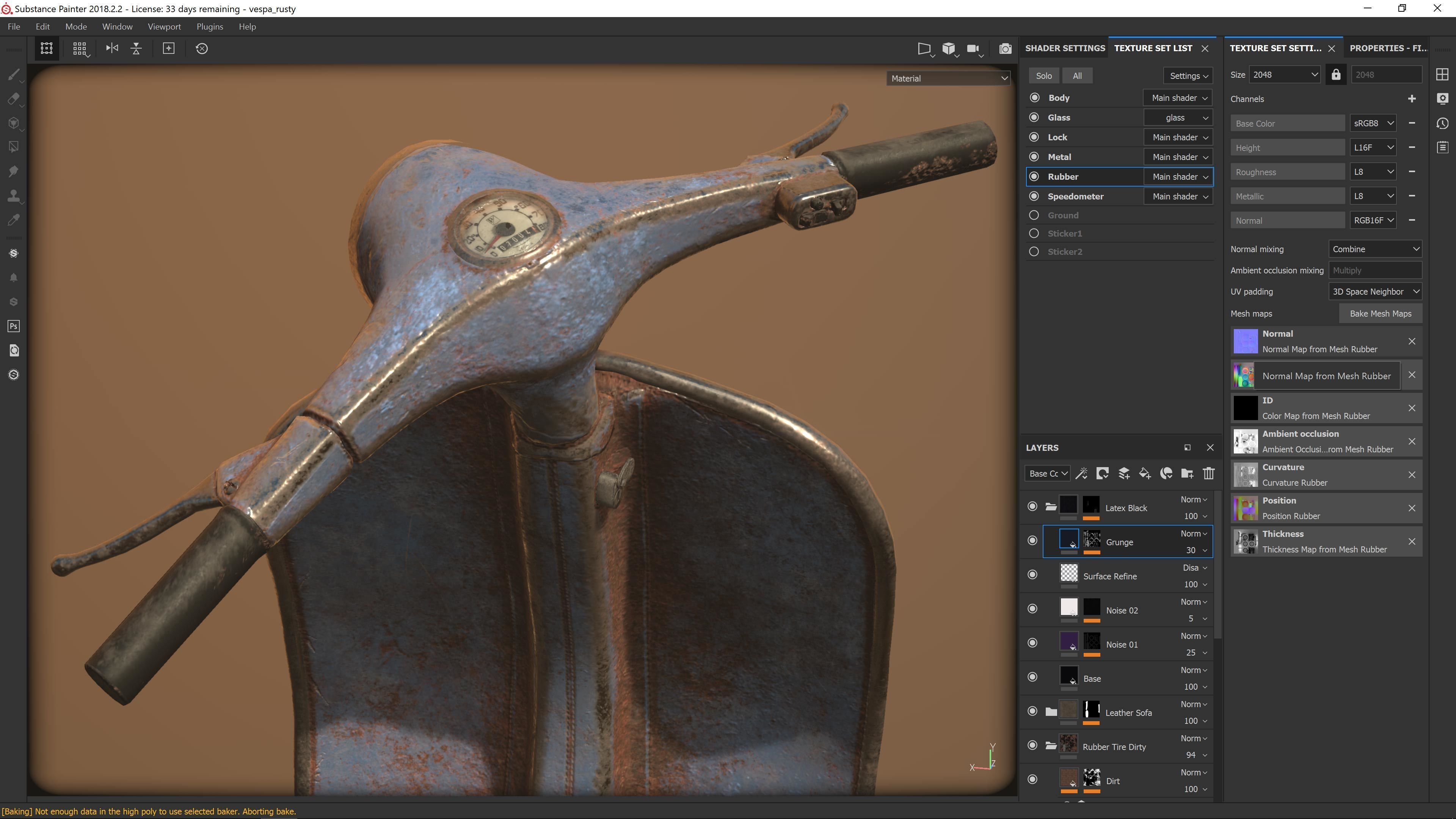 Vespa 50s rusty Low Poly Low-poly 3D model_15
