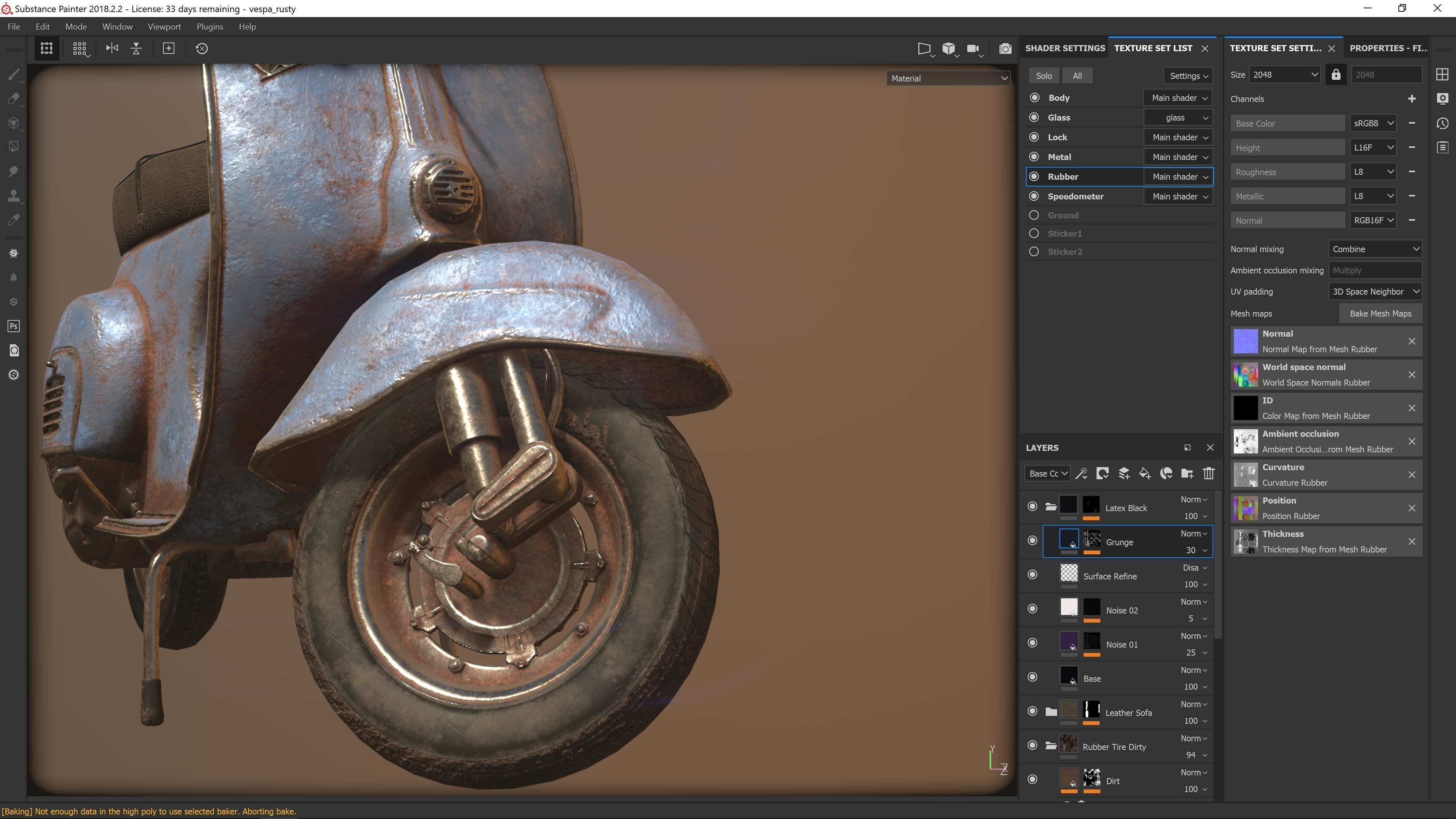 Vespa 50s rusty Low Poly Low-poly 3D model_11