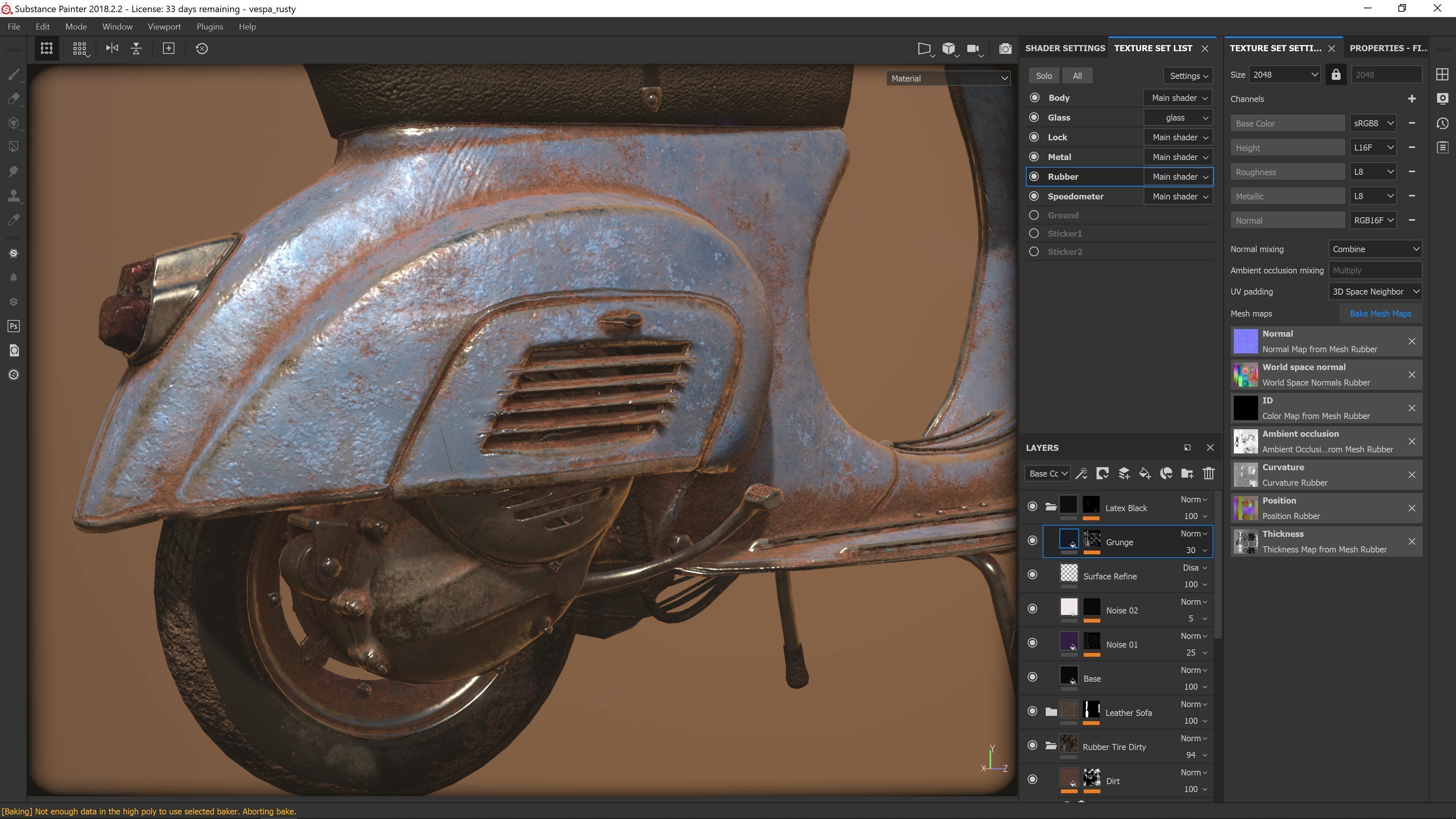 Vespa 50s rusty Low Poly Low-poly 3D model_12