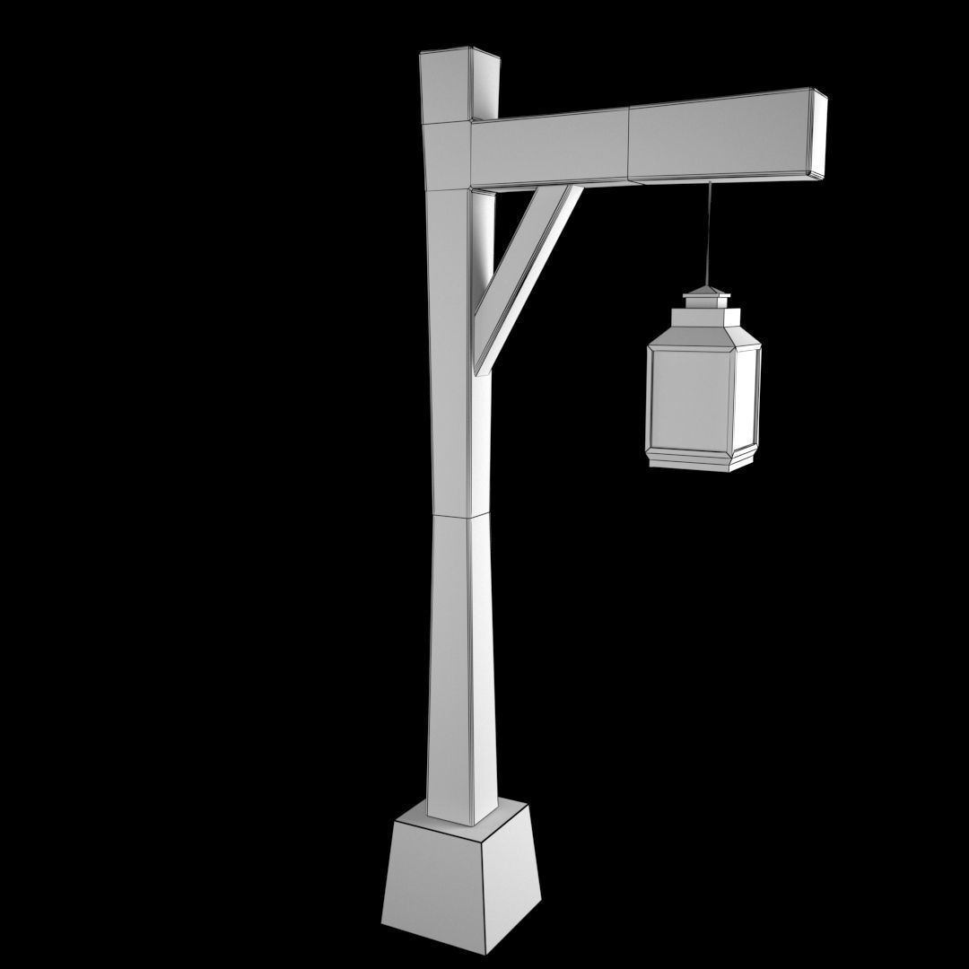 Street Lamp Old Low-poly 3D model_2