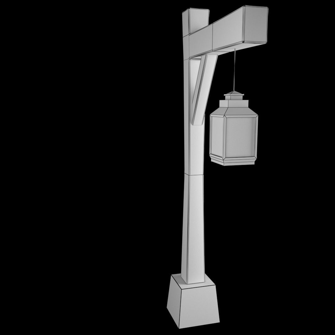 Street Lamp Old Low-poly 3D model_3