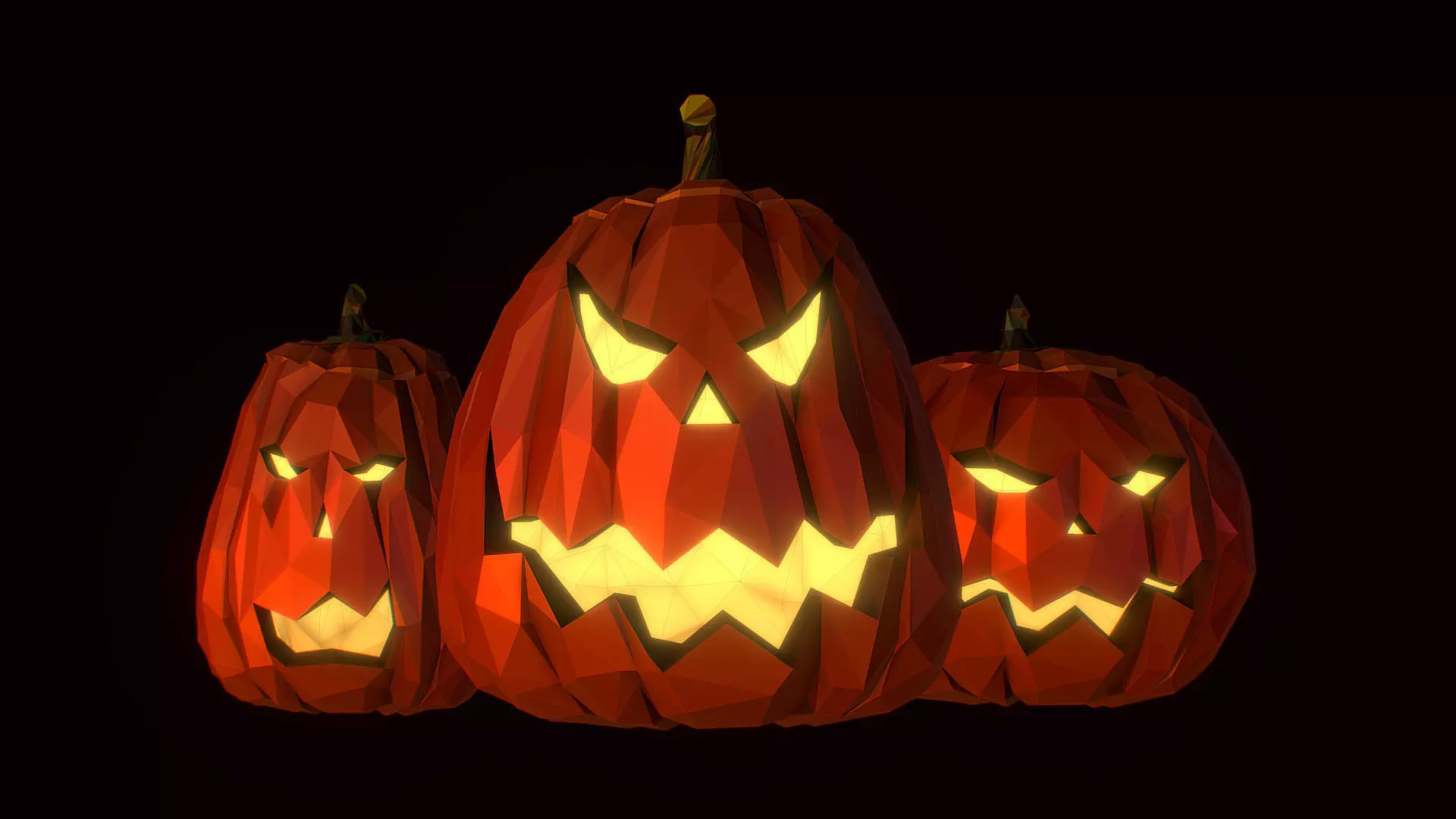 Halloween Pumpkin Jack Evil Gourd Low Poly Art Low-poly 3D model