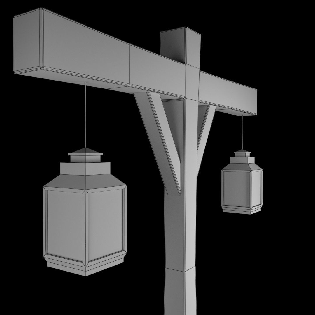 Old Street Lamp 2  Low-poly 3D model_5