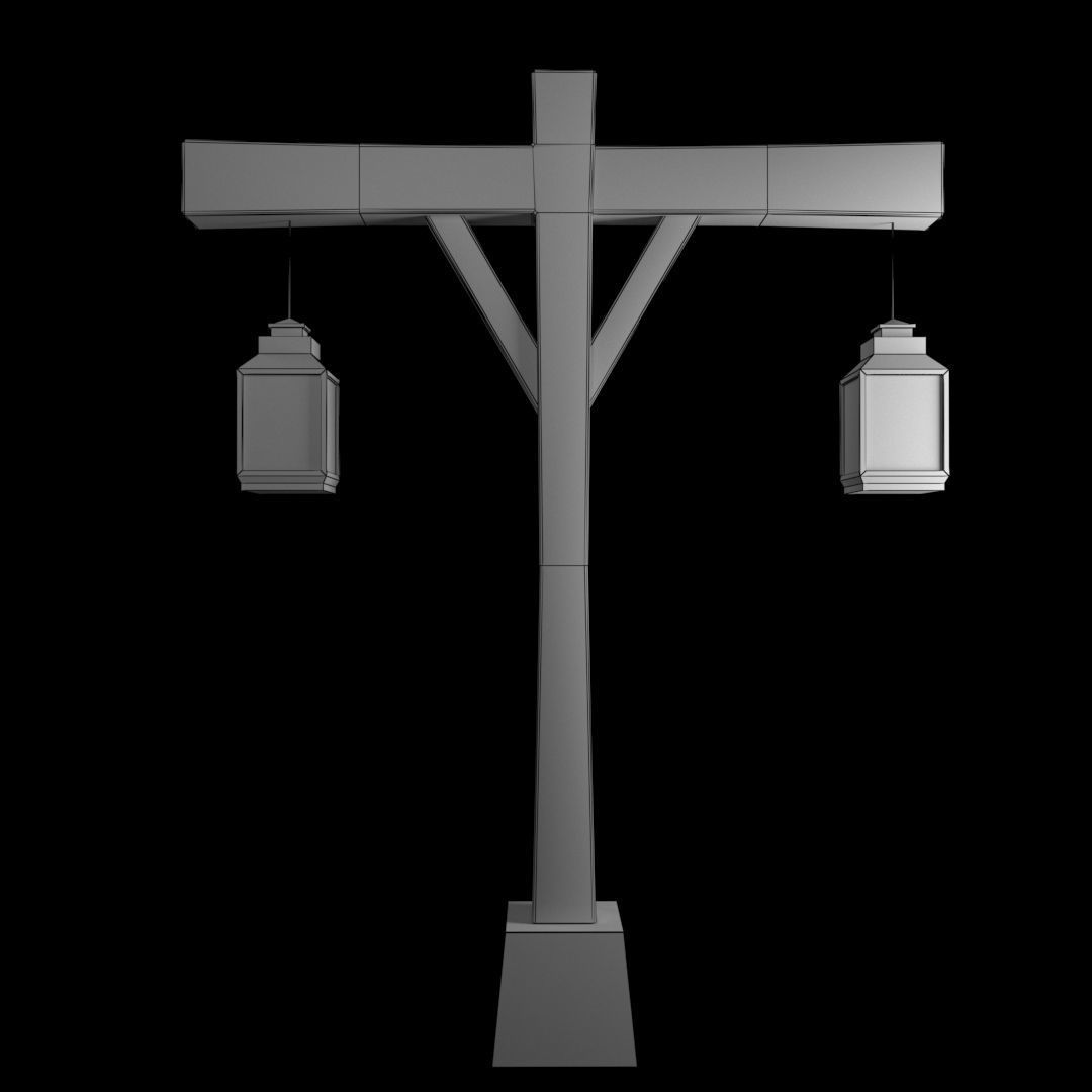 Old Street Lamp 2  Low-poly 3D model_3