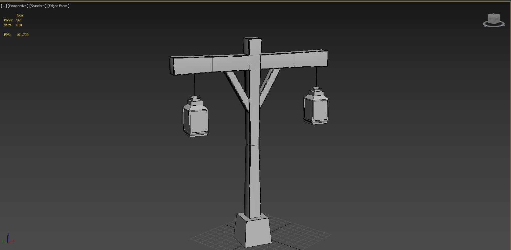 Old Street Lamp 2  Low-poly 3D model_6