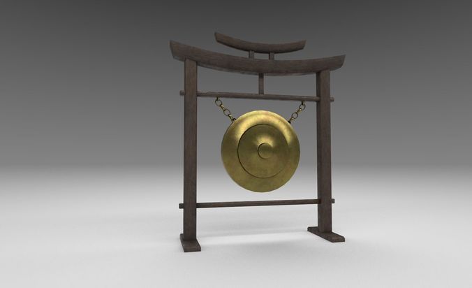 Japanese classic gong Low-poly 3D model