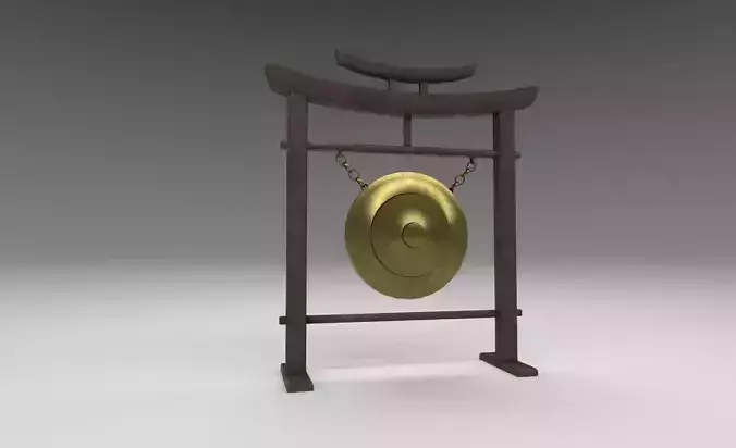Japanese classic gong Low-poly 3D model