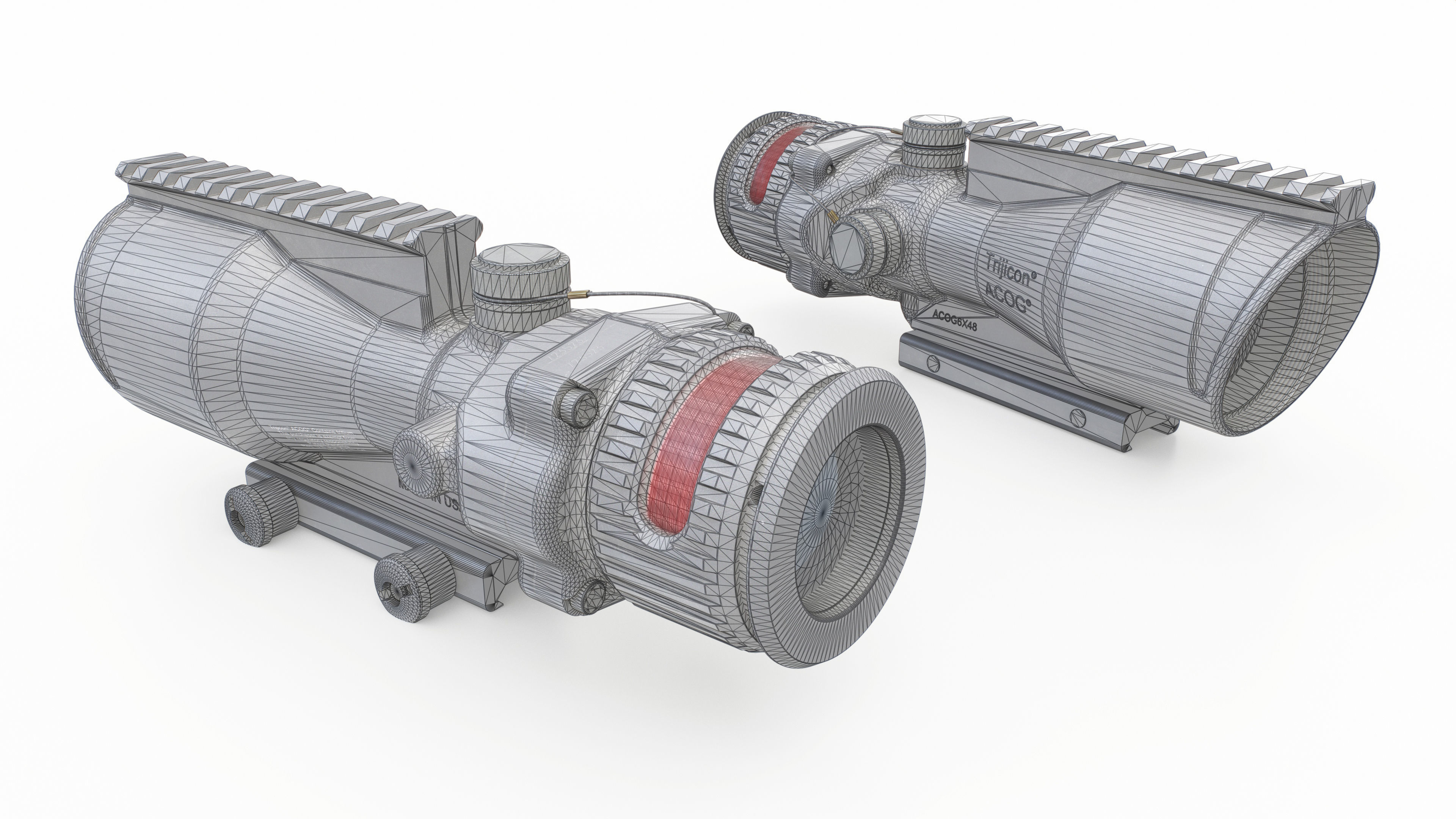 Trijicon ACOG 6x48 Machine Gun Optic Low-poly 3D model_1