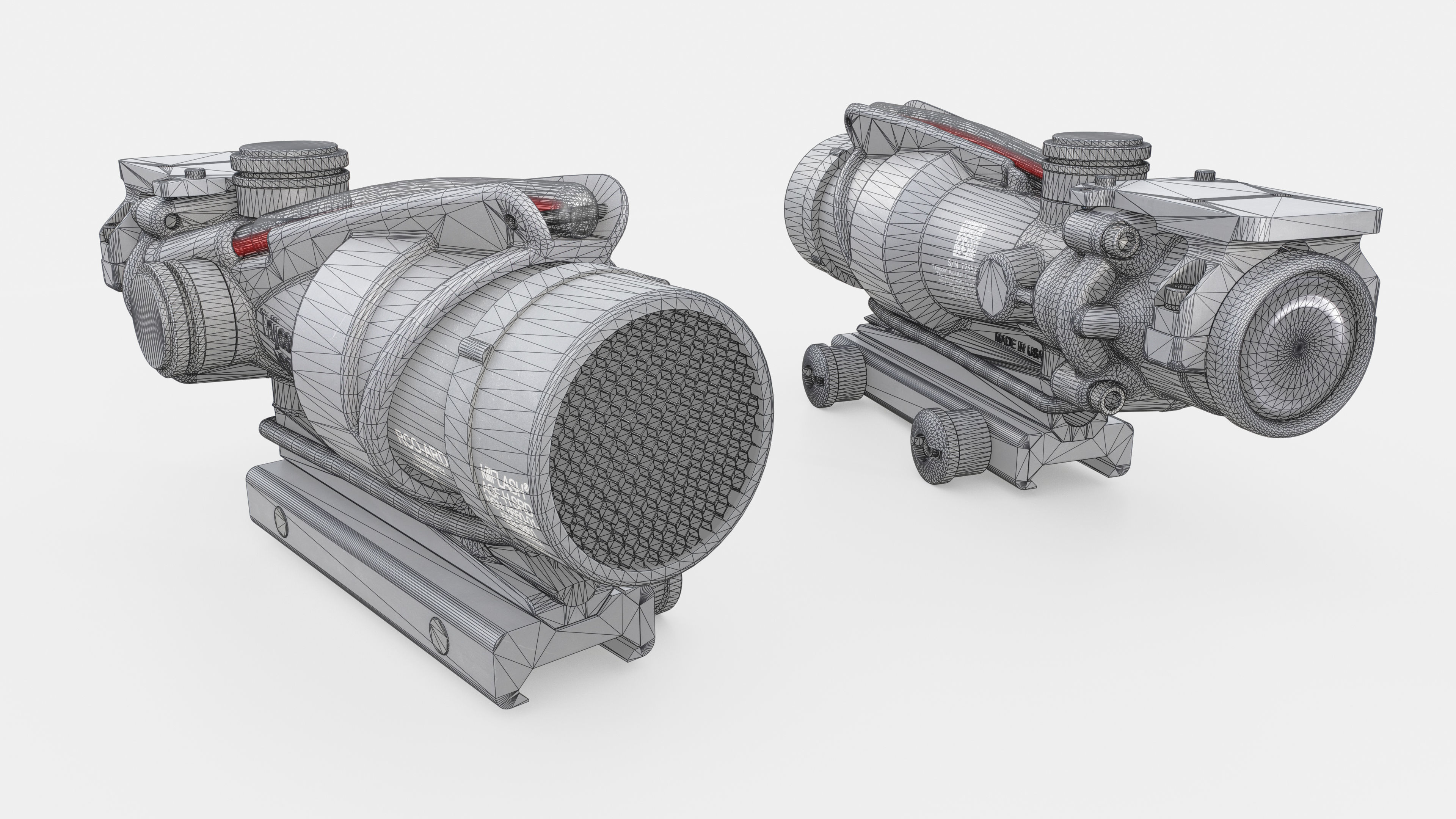 Trijicon ACOG TA31 Fiber Optic 4x Rifle Scope Low-poly 3D model_2