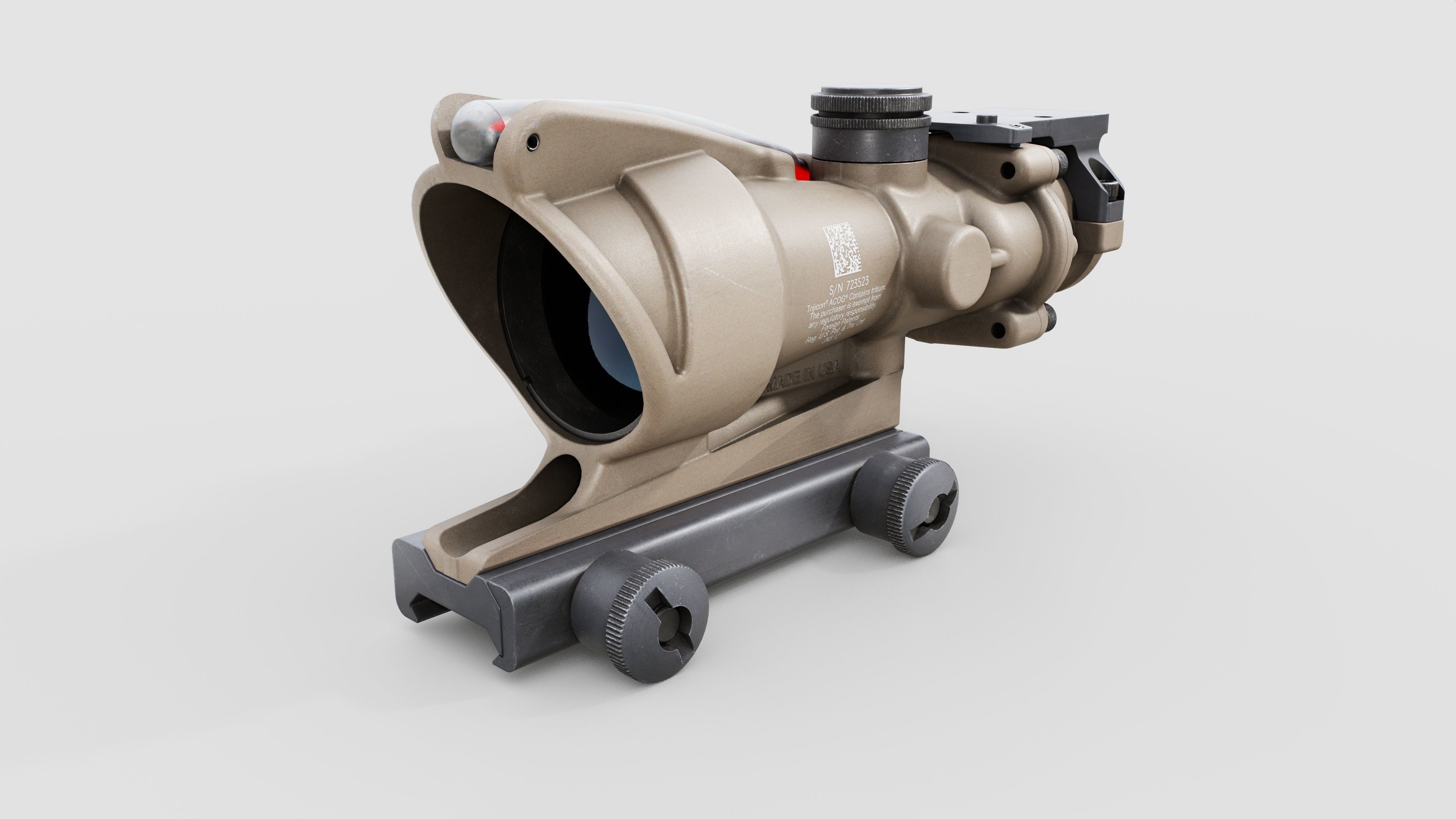Trijicon ACOG TA31 Fiber Optic 4x Rifle Scope Low-poly 3D model_5