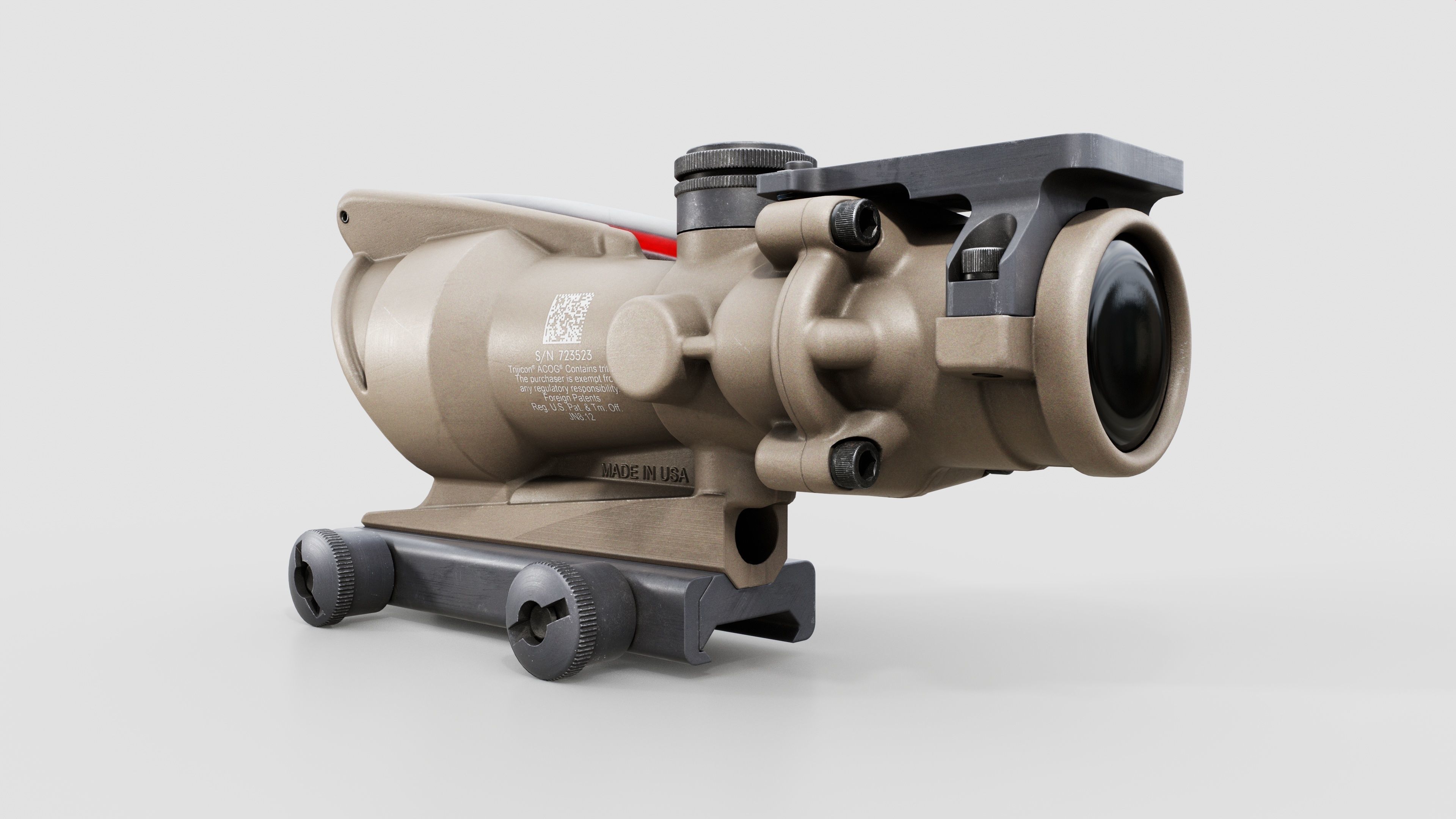 Trijicon ACOG TA31 Fiber Optic 4x Rifle Scope Low-poly 3D model_11
