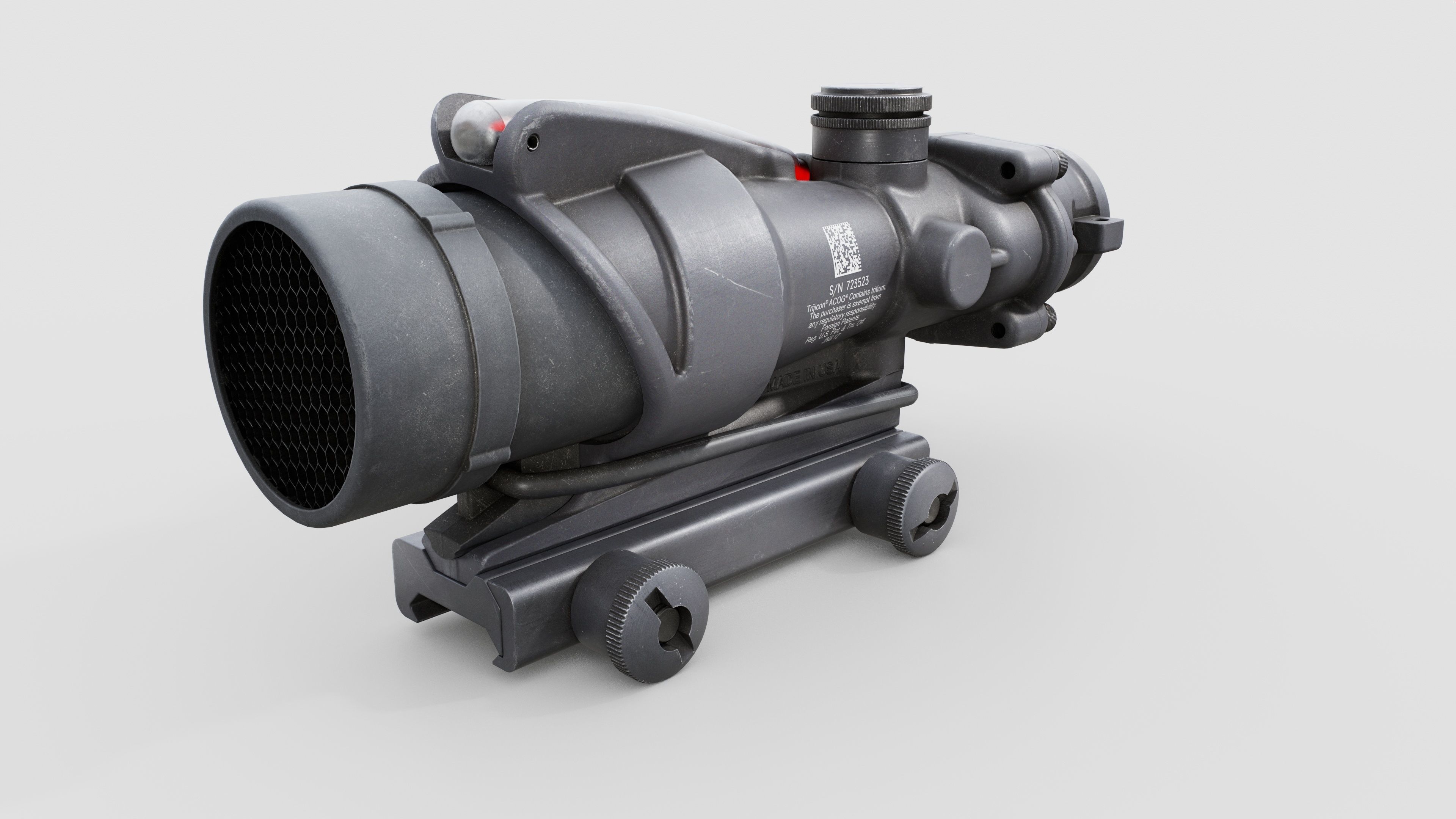 Trijicon ACOG TA31 Fiber Optic 4x Rifle Scope Low-poly 3D model_4