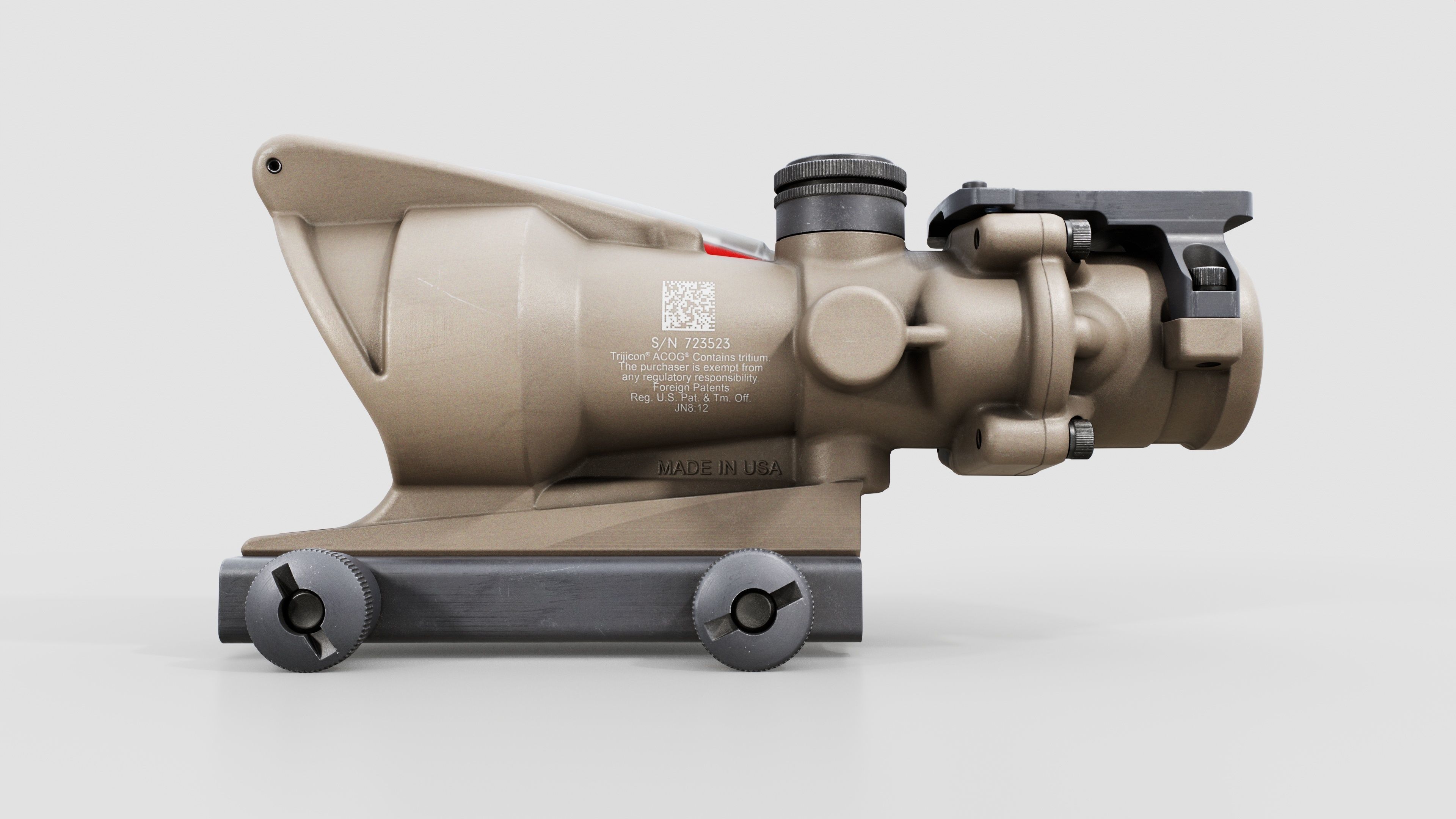 Trijicon ACOG TA31 Fiber Optic 4x Rifle Scope Low-poly 3D model_8