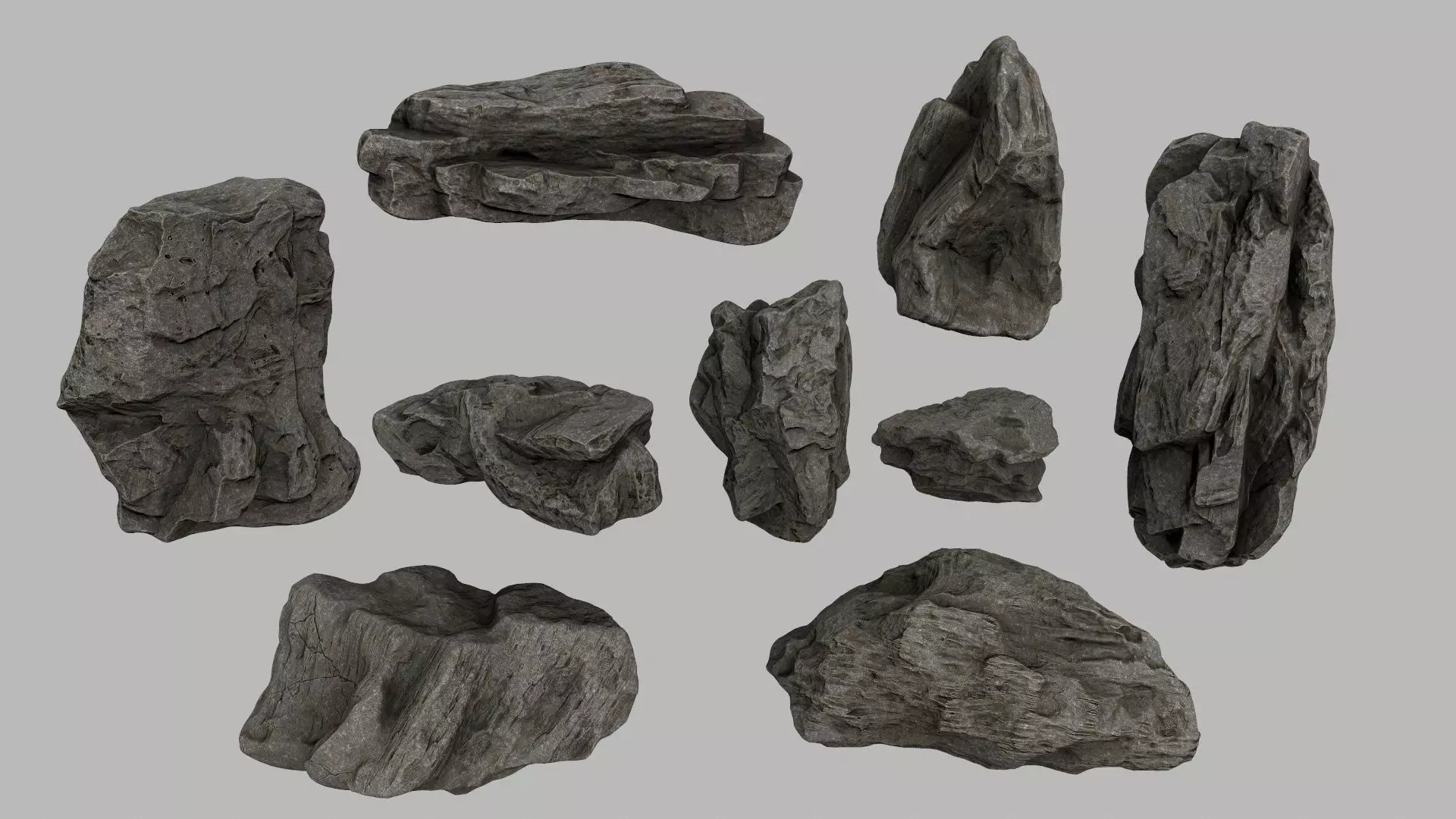 cliff rocks Low-poly 3D model_0
