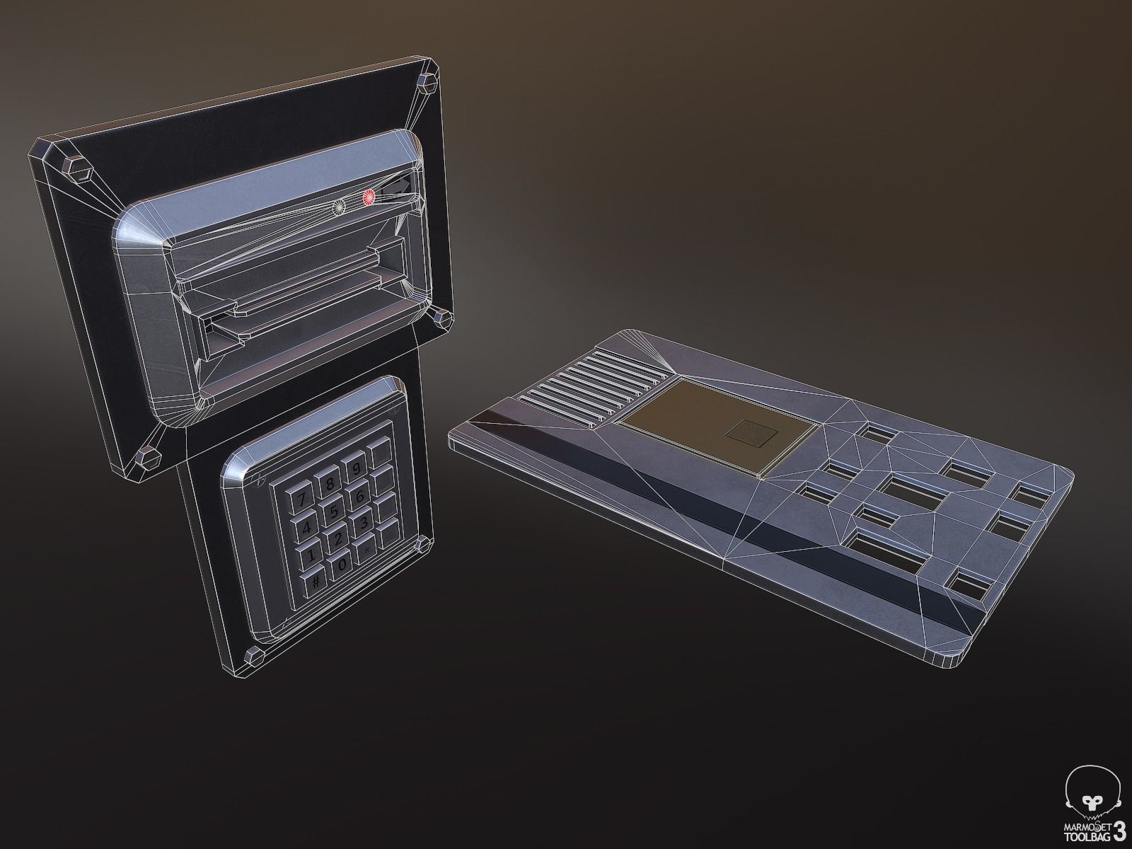 Keycard and Card Reader Low-poly 3D model_4