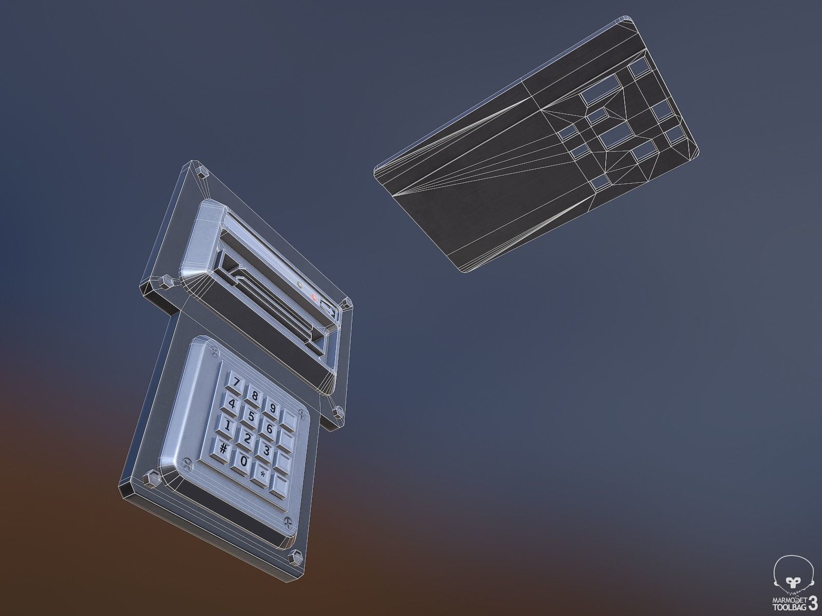 Keycard and Card Reader Low-poly 3D model_5