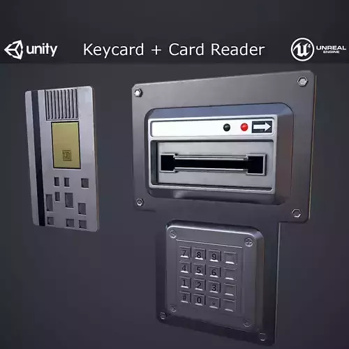 Keycard and Card Reader Low-poly 3D model
