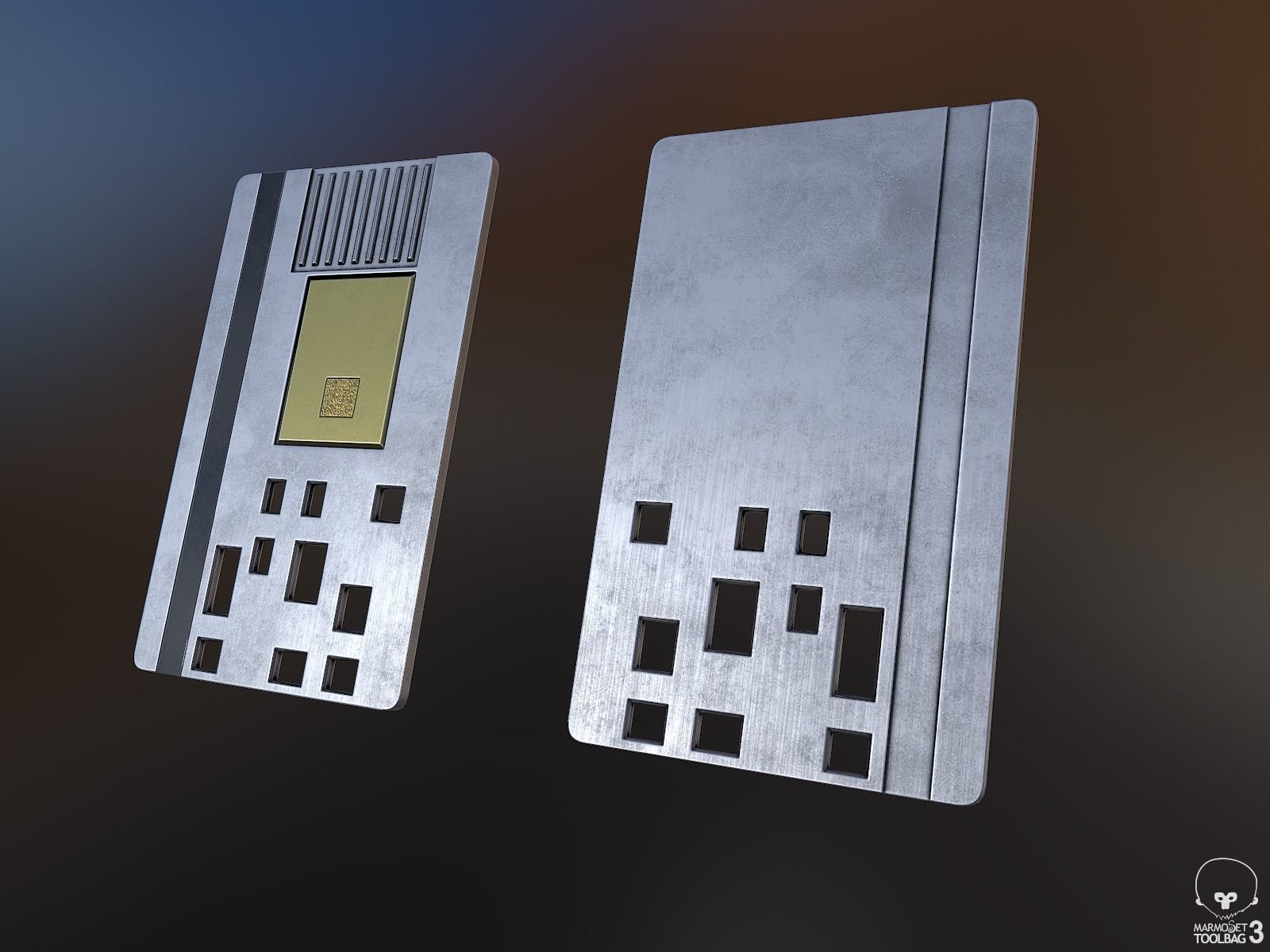 Keycard and Card Reader Low-poly 3D model_1