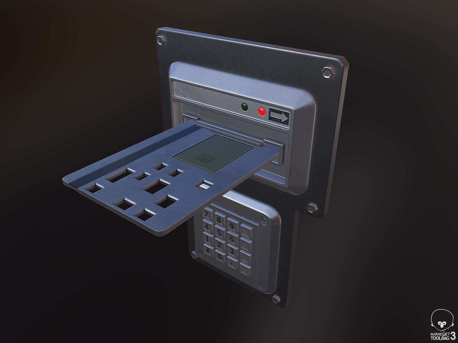 Keycard and Card Reader Low-poly 3D model_2