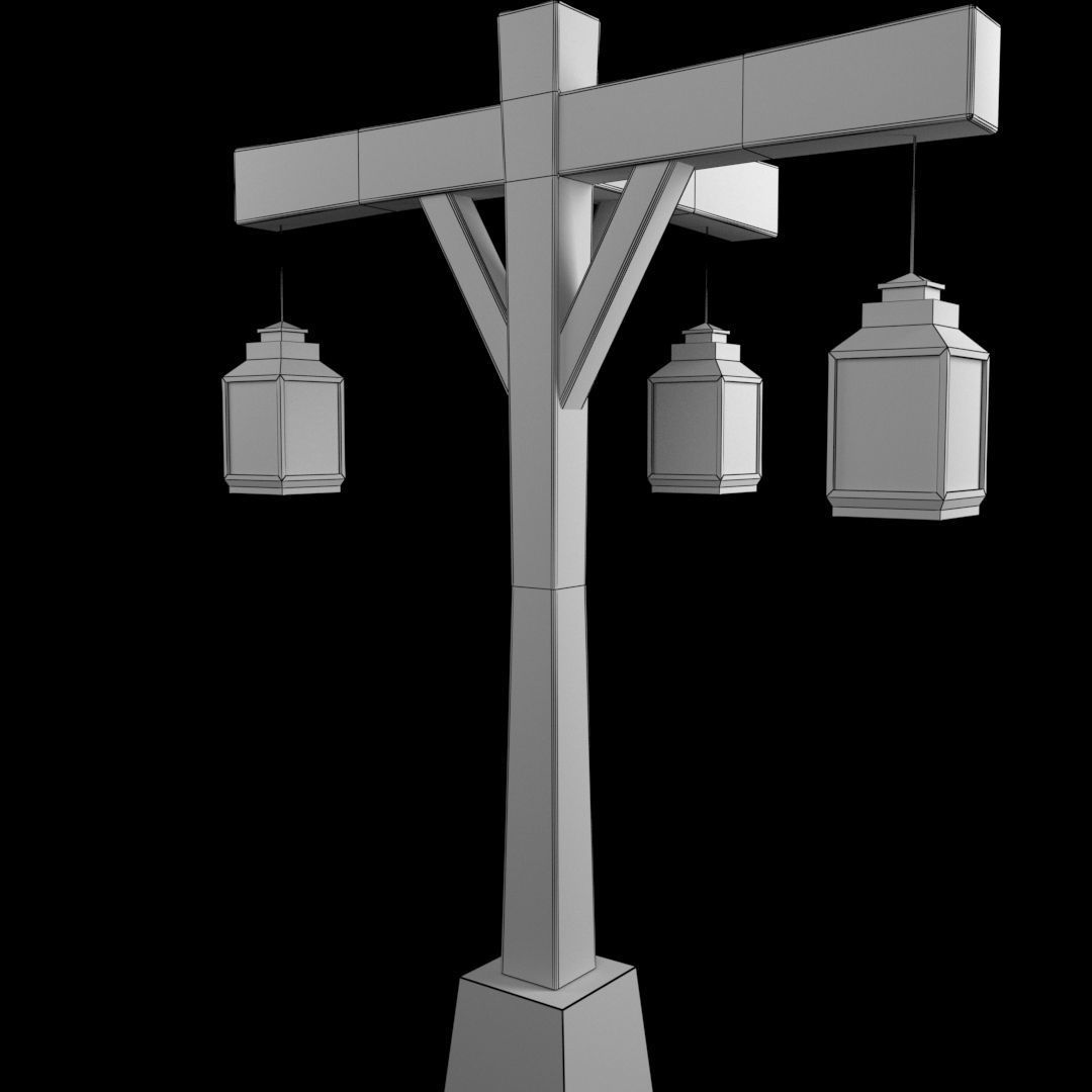 Old Street Lamp 3 Low-poly 3D model_6