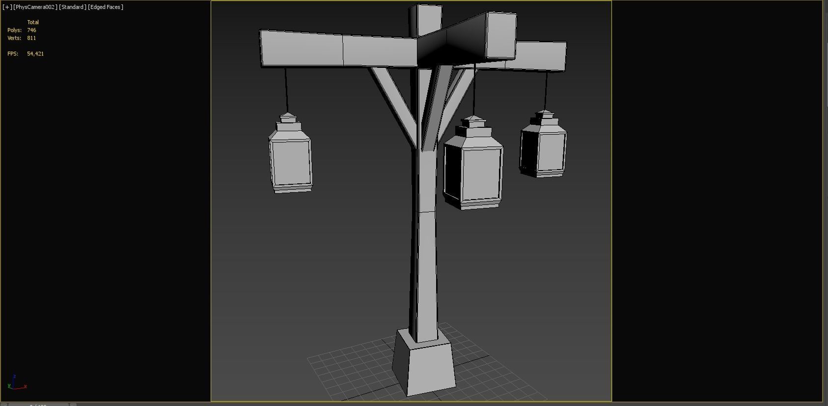 Old Street Lamp 3 Low-poly 3D model_8