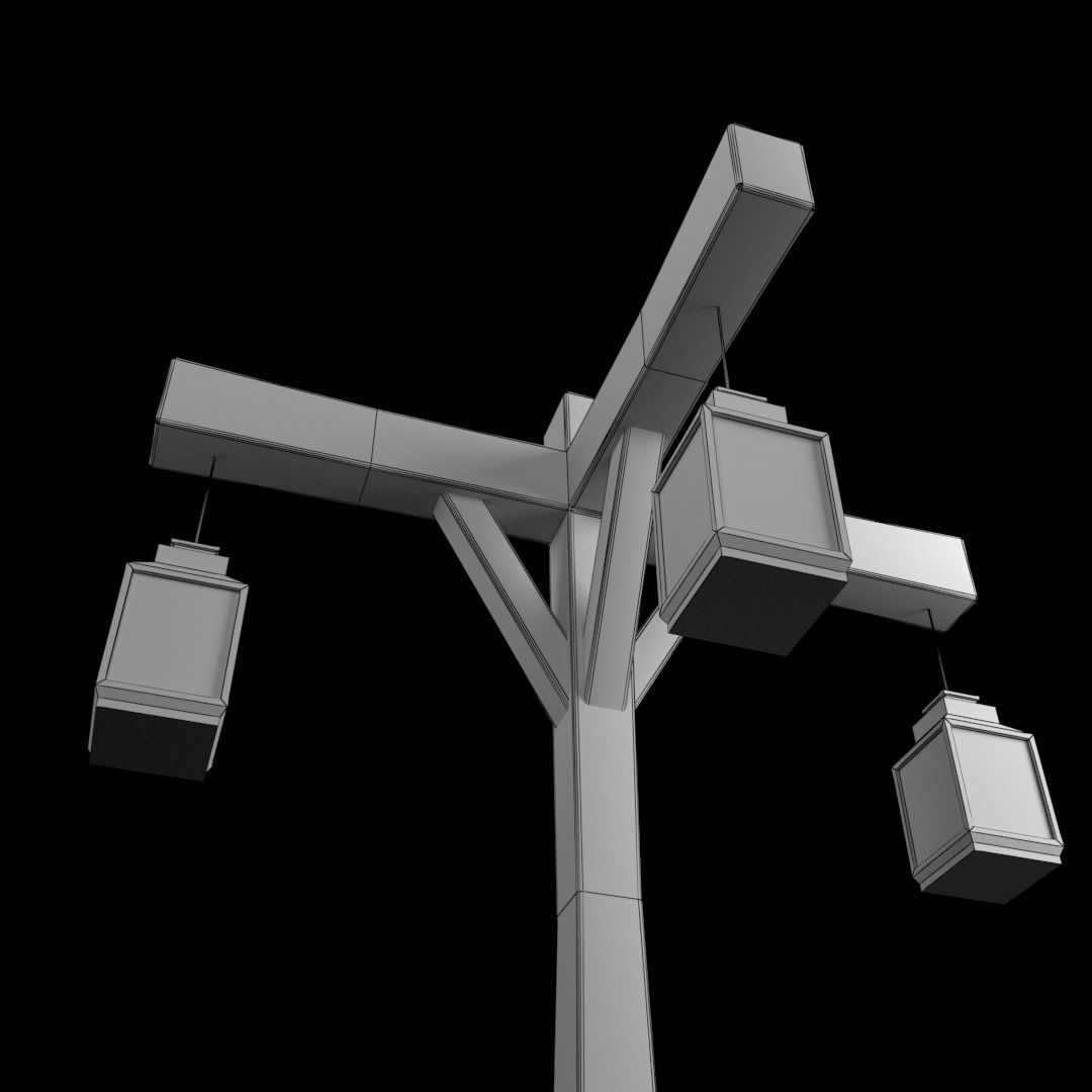 Old Street Lamp 3 Low-poly 3D model_2