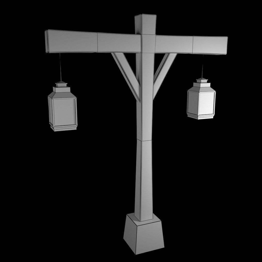 Old Street Lamb Series Low-poly 3D model_1