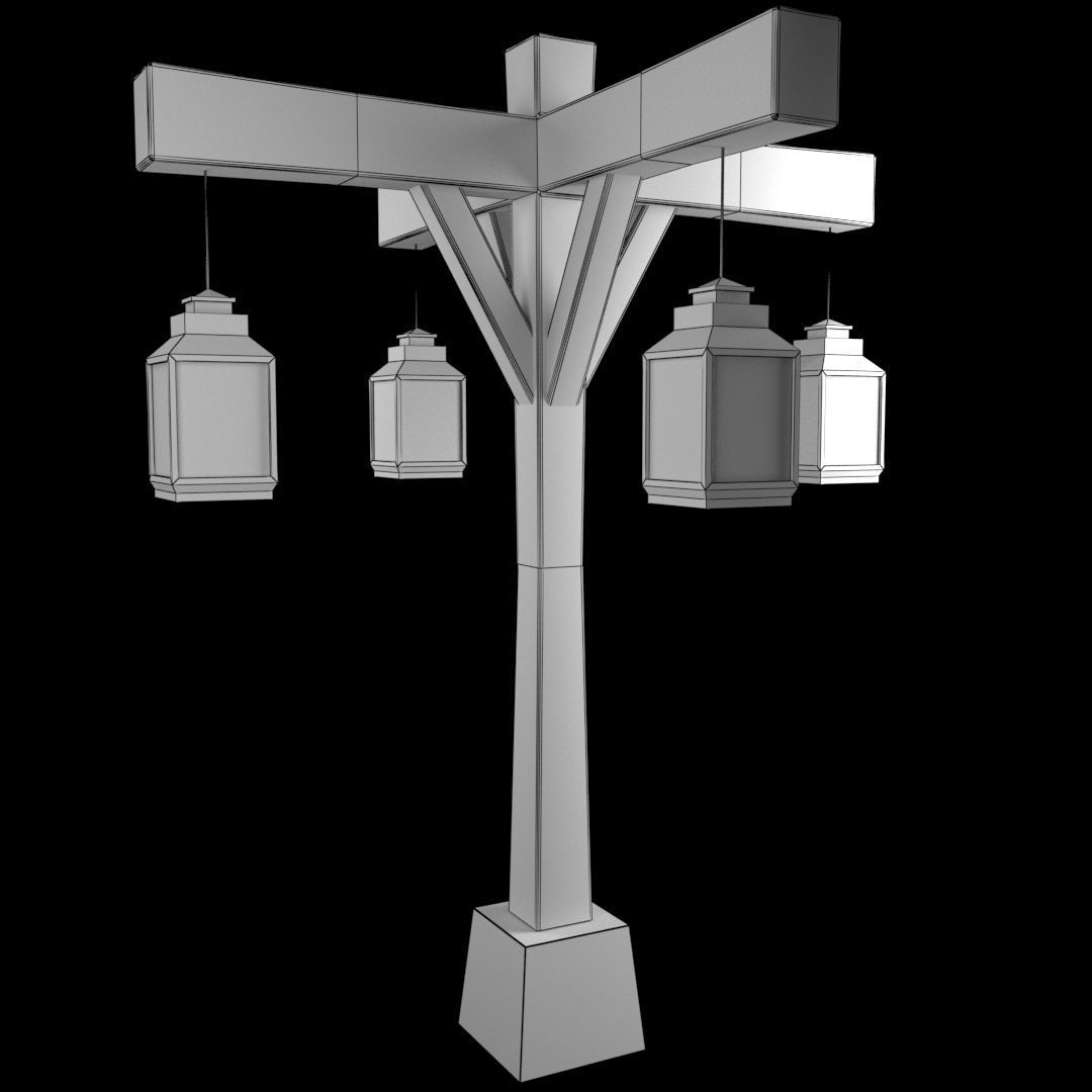 Old Street Lamb Series Low-poly 3D model_4