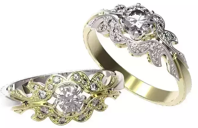 Gold ring with a diamond