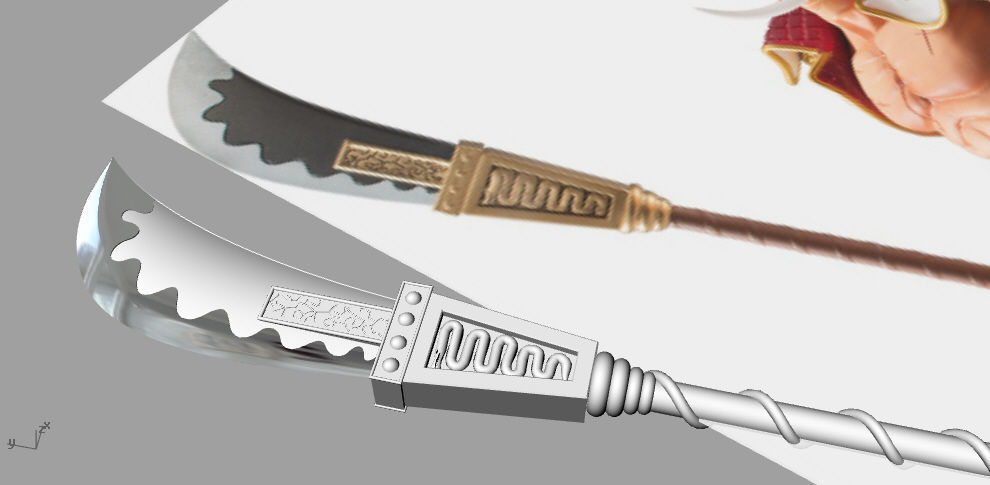 Bisento Spear of white beard One Piece 3D print model_5