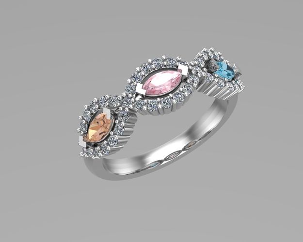 Marquise diamond golden rings NN100 3D print model