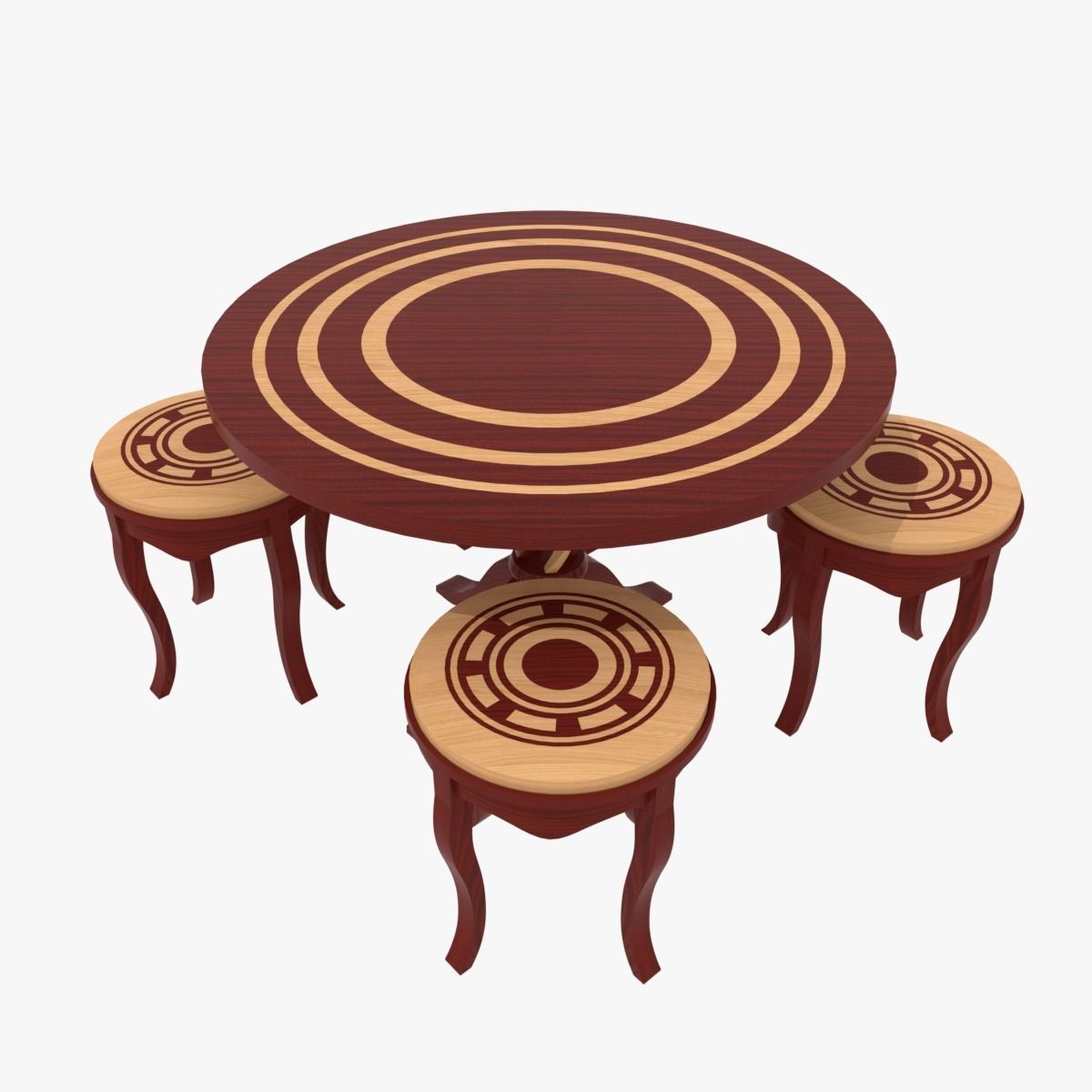 Designer Table stool Set 3D model_2