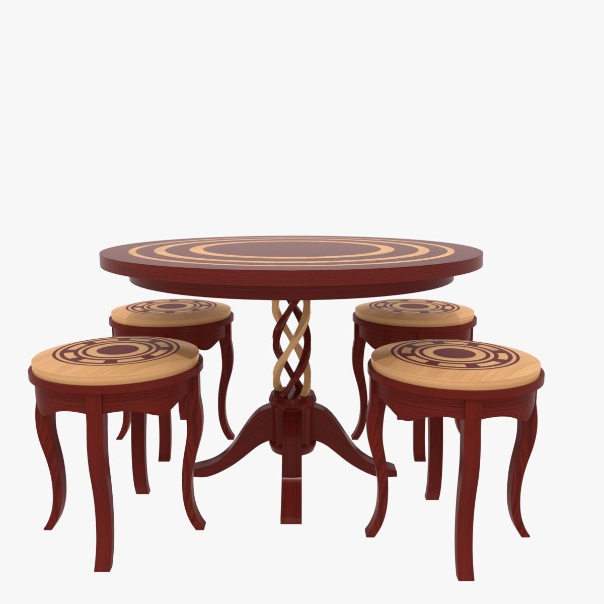 Designer Table stool Set 3D model_3